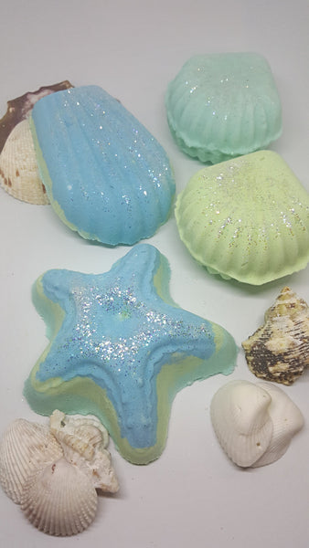 Bath Bomb Sea Shells Ocean shells fizzy bath bombs - Fresco Soaps n' Stuff